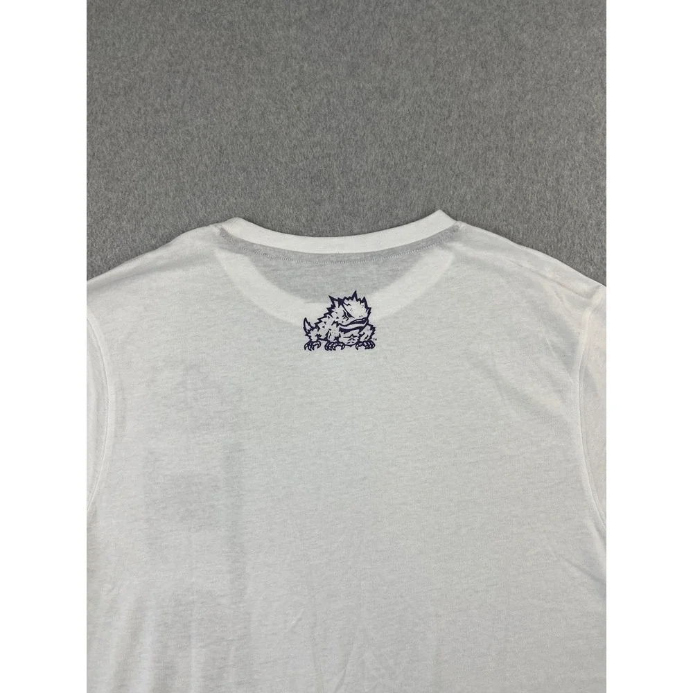 TCU Horned Frogs Shirt Mens L White Purple Short Sleeve Colosseum Relaxed Fit